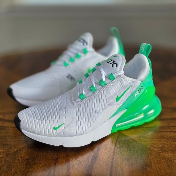 Nike Air Max 270 White/Green Shock USA Men's Size 10 /UK 9/EU 44 New AH6789-117 - Picture 2 of 16